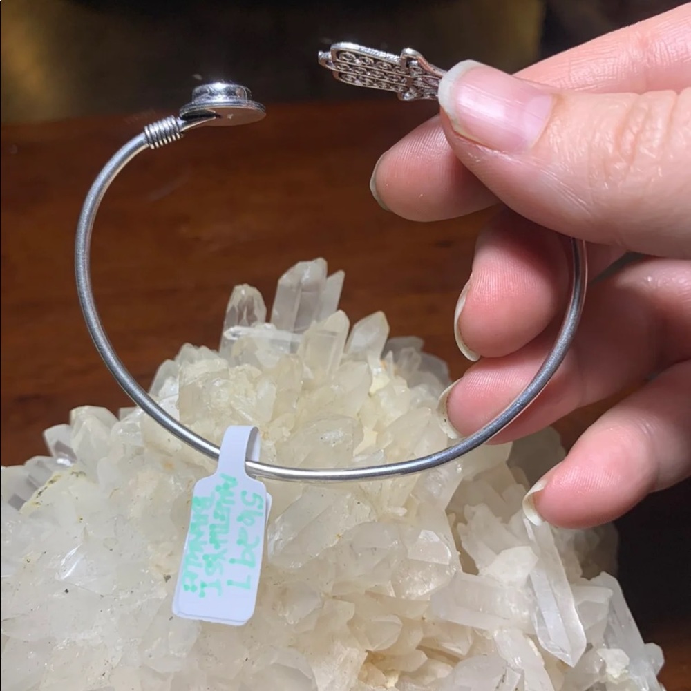 Hamsa Amethyst Adjustable Bangle Cuff Bracelet - image 4